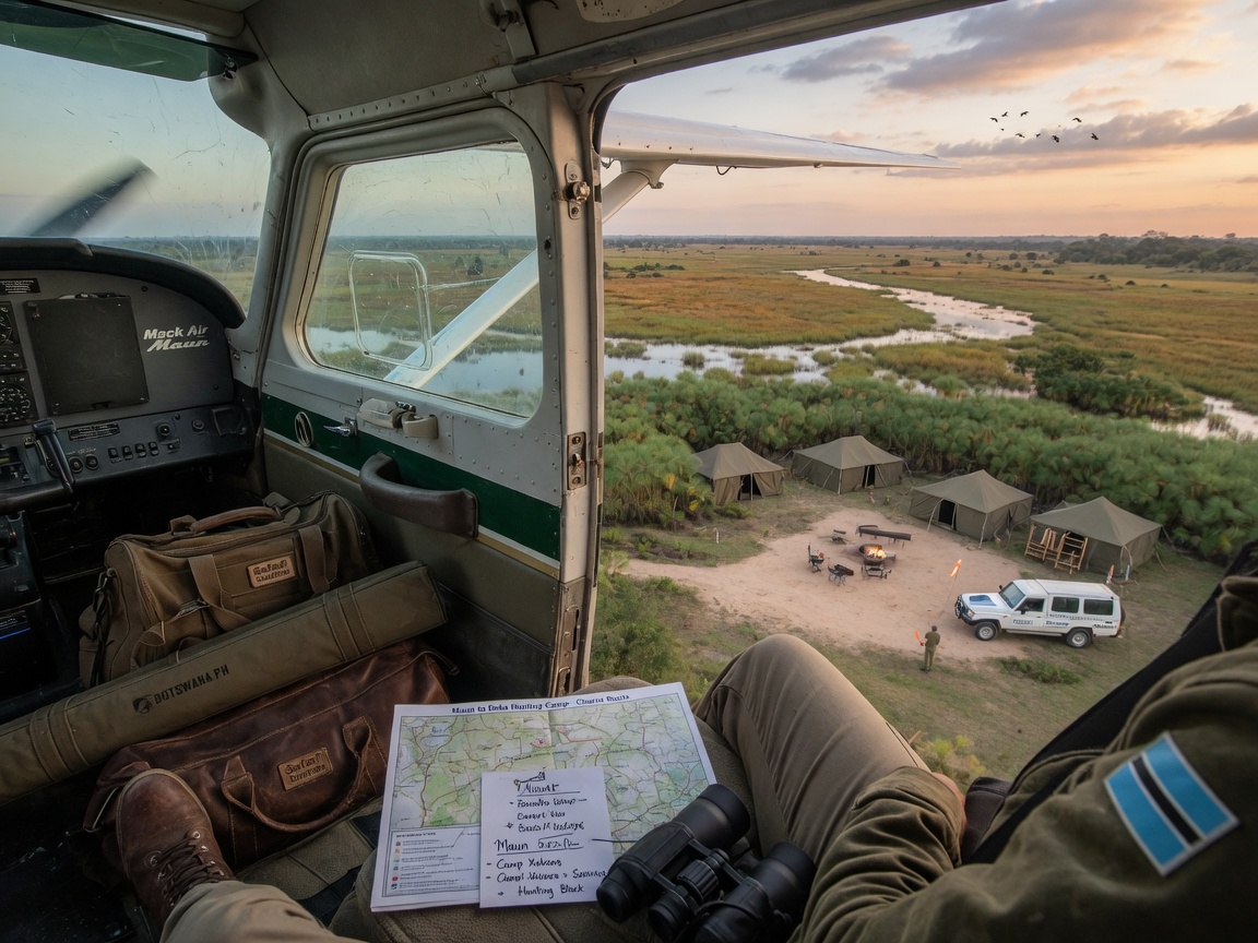 Fly from Maun to Botswana Hunting Camps Guide